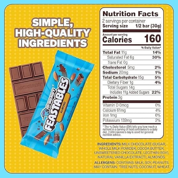 Feastables Almond Chocolate 60gm