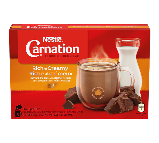 Nestle Carnation Rich And Creamy Hot Chocolate 250gm (10 Sachets) - Nosh Products