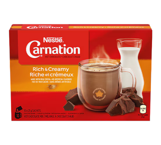 Nestle Carnation Rich And Creamy Hot Chocolate 250gm (10 Sachets) - Nosh Products
