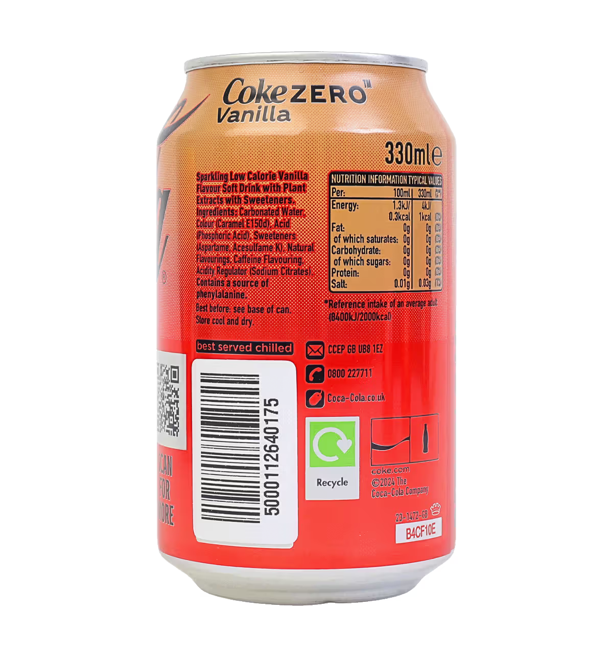 Coke Vanilla Zero Sugar 330ml