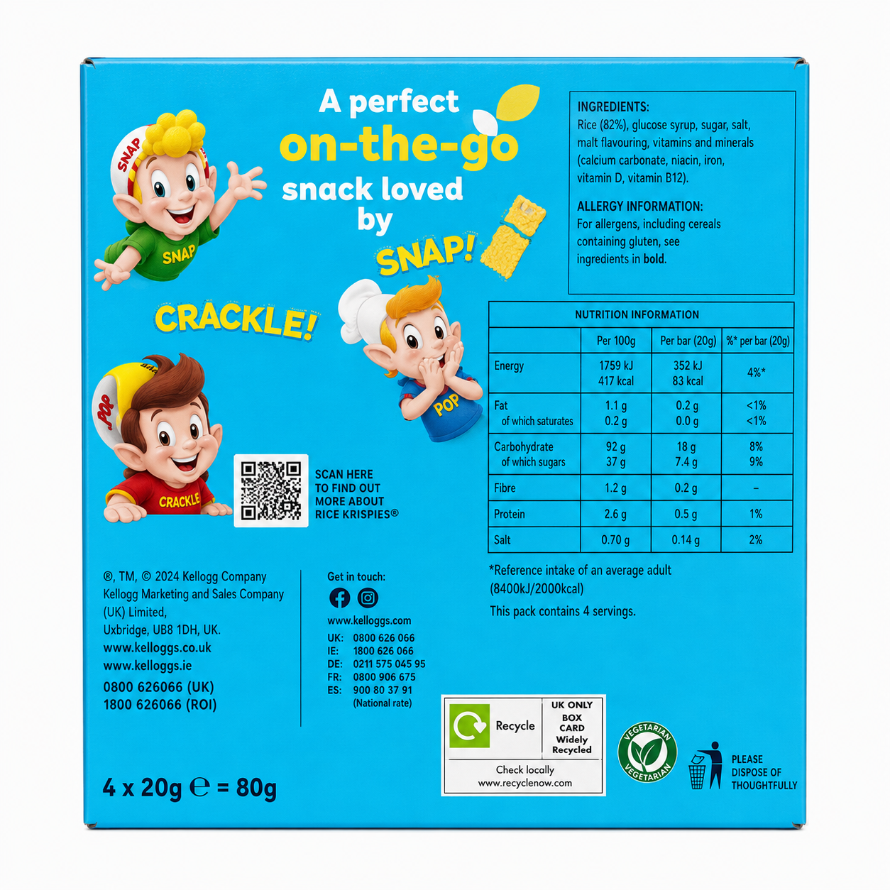 Kellogg's Rice Krispies Bar 150gm Imported From UK