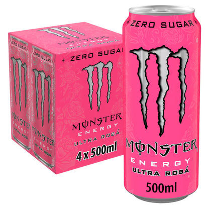 Monster Energy Drink Ultra Rosa Zero Sugar 500ml (Pack Of 4)