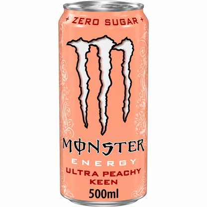 Monster Energy Drink Ultra Peachy Keen Zero Sugar 500ml (Pack of 4) Imported From UK