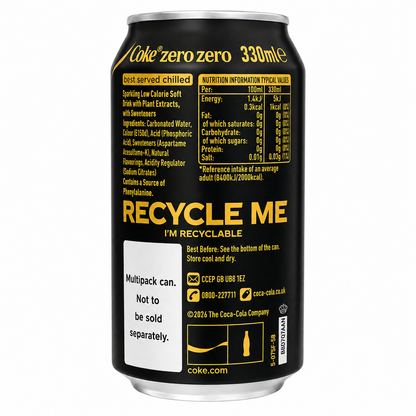 Coke Zero Caffeine Zero Sugar Zero Calories 330ml Imported From UK