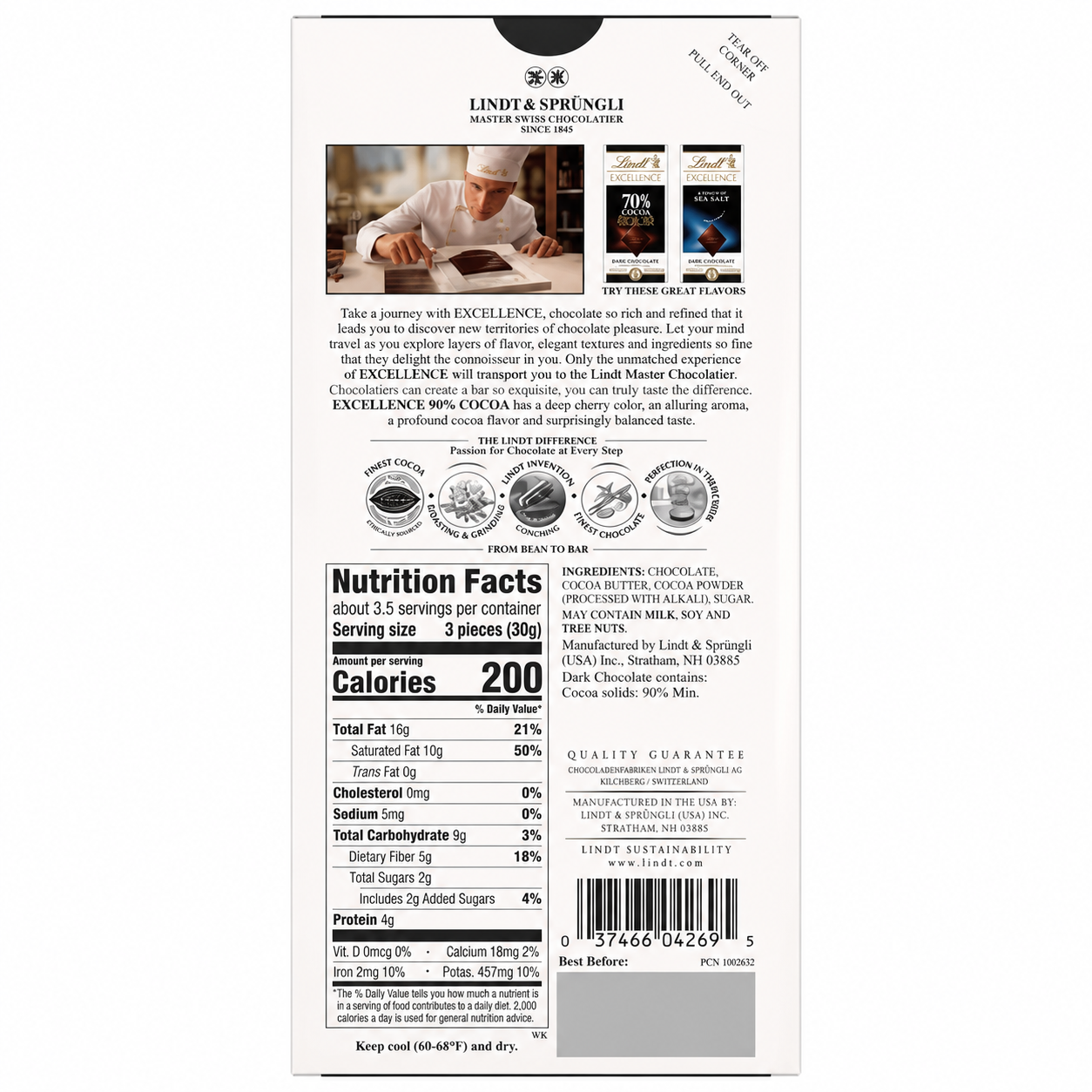 Lindt Excellence 90% Dark Chocolate 100gm Global Import - Nosh Products