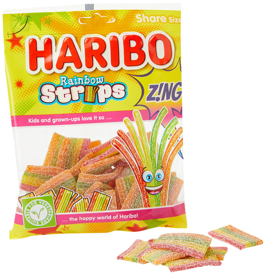 Haribo Rainbow Strips Sours Candy 130gm