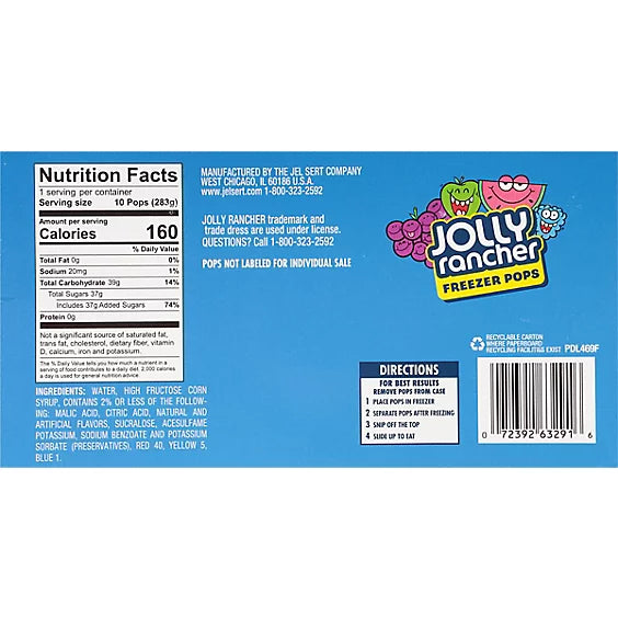 Jolly Rancher Freezer Pops