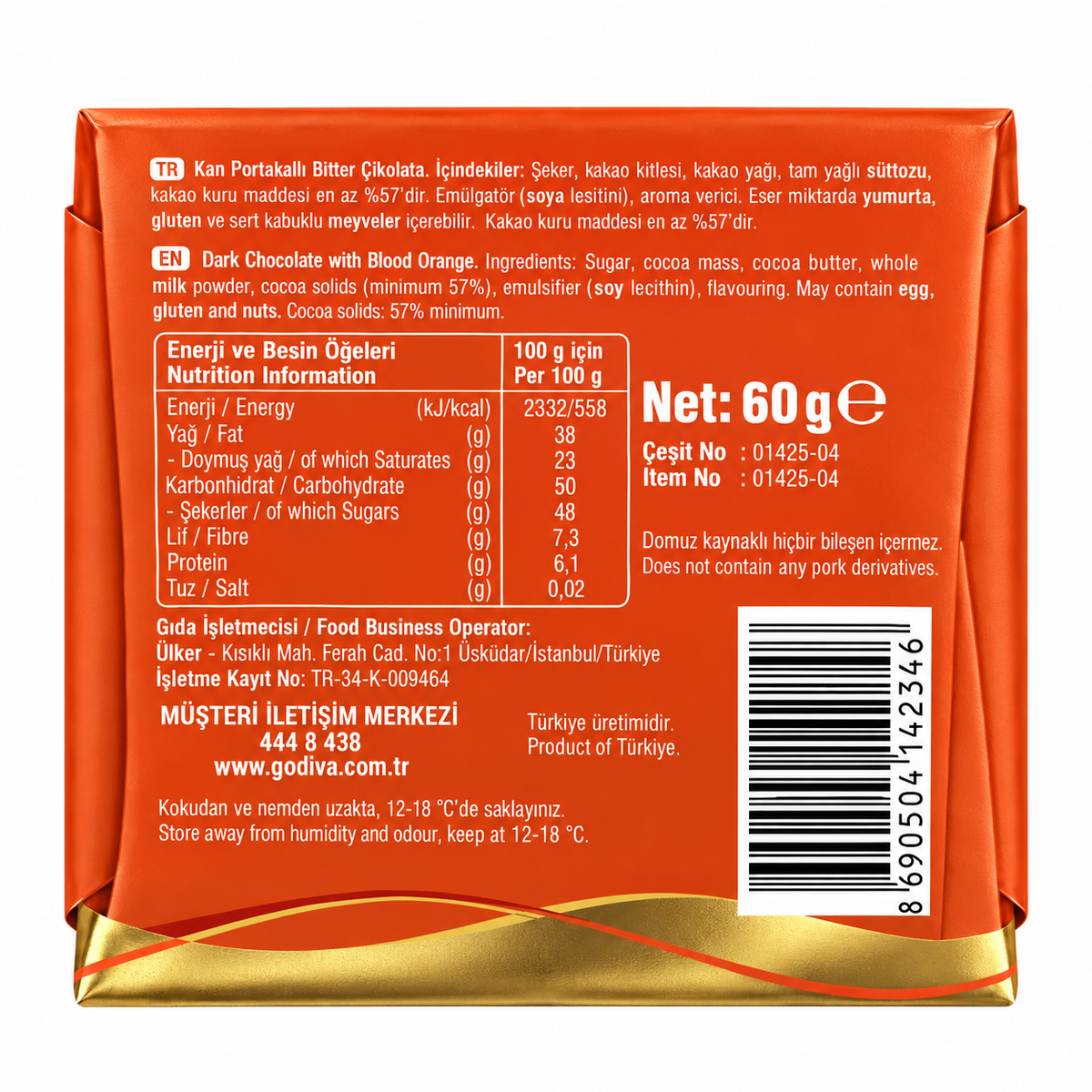 Godiva Blood Orange Chocolate 60gm