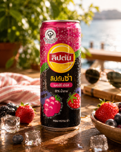Lipton Zero Sugar Sparkling Berry Burst Iced Tea 325ml Imported From Thailand - Nosh Products