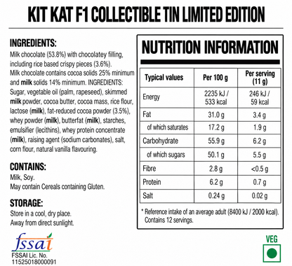 Kit Kat F1 Collectible Tin Limited Edition 132gm