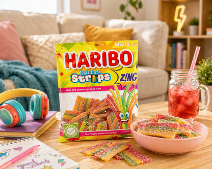 Haribo Rainbow Strips Sours Candy 130gm