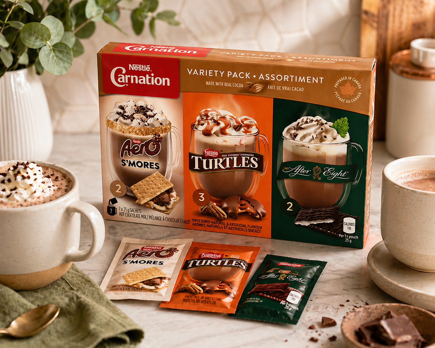 Nestle Carnation Variety Pack Hot Chocolate 250gm (10 Sachets)