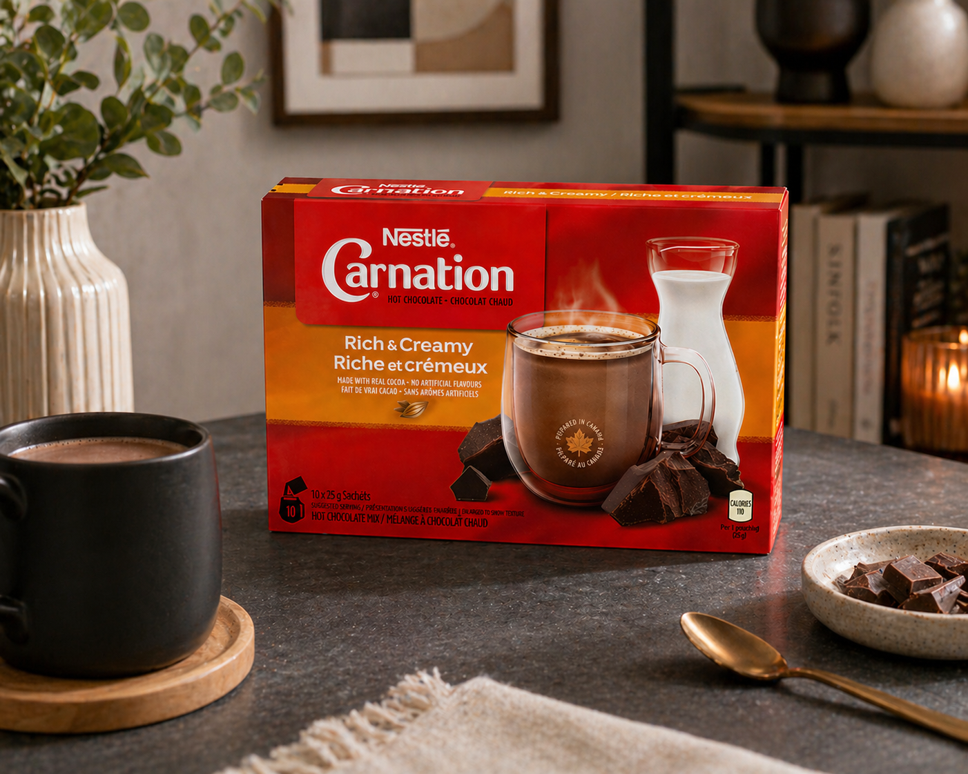 Nestle Carnation Rich And Creamy Hot Chocolate 250gm (10 Sachets) - Nosh Products