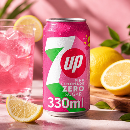 7 Up Pink Lemonade Zero Sugar 330ml Imported From UK - Nosh Products