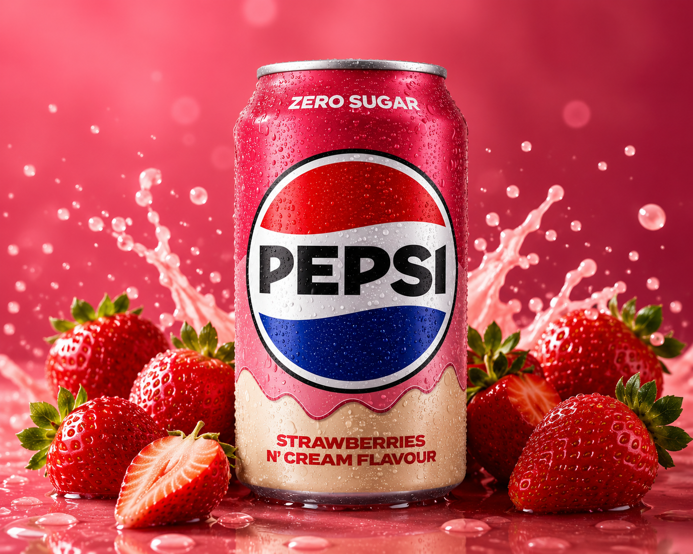 Pepsi Strawberries And Cream Soda Zero Sugar 330ml Imported From UK