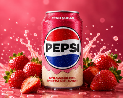 Pepsi Strawberries And Cream Soda Zero Sugar 330ml Imported From UK