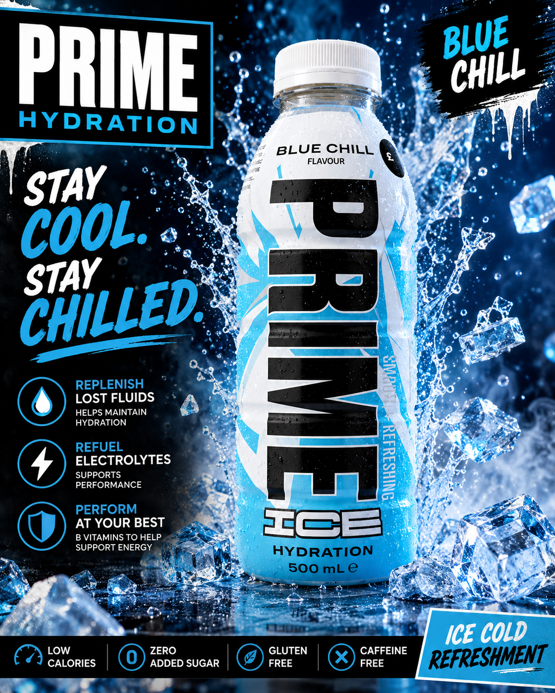 Prime Hydration Blue Chill Drink 500ml Imported From USA - Nosh Products