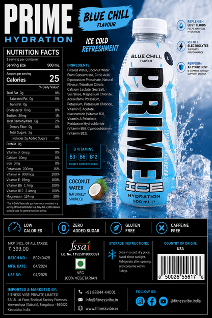 Prime Hydration Blue Chill Drink 500ml Imported From USA - Nosh Products