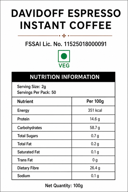 Davidoff Espresso Instant Coffee 100gm Imported From USA - Nosh Products