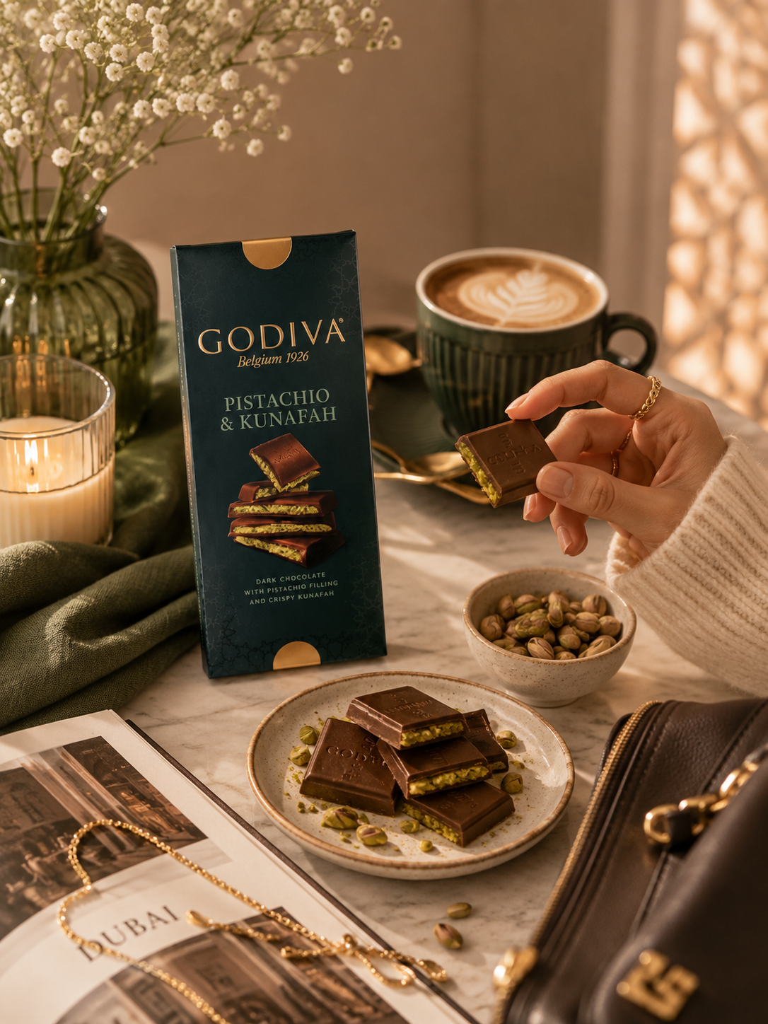 Godiva Pistachio Kunafa Dark Chocolate Bar 122gm Imported From UAE