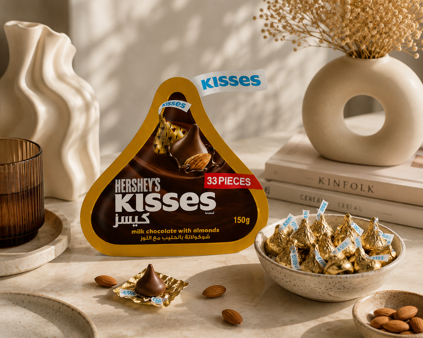 Hershey Kisses Milk Chocolate With Almonds 150gm Imported From USA - Nosh Products