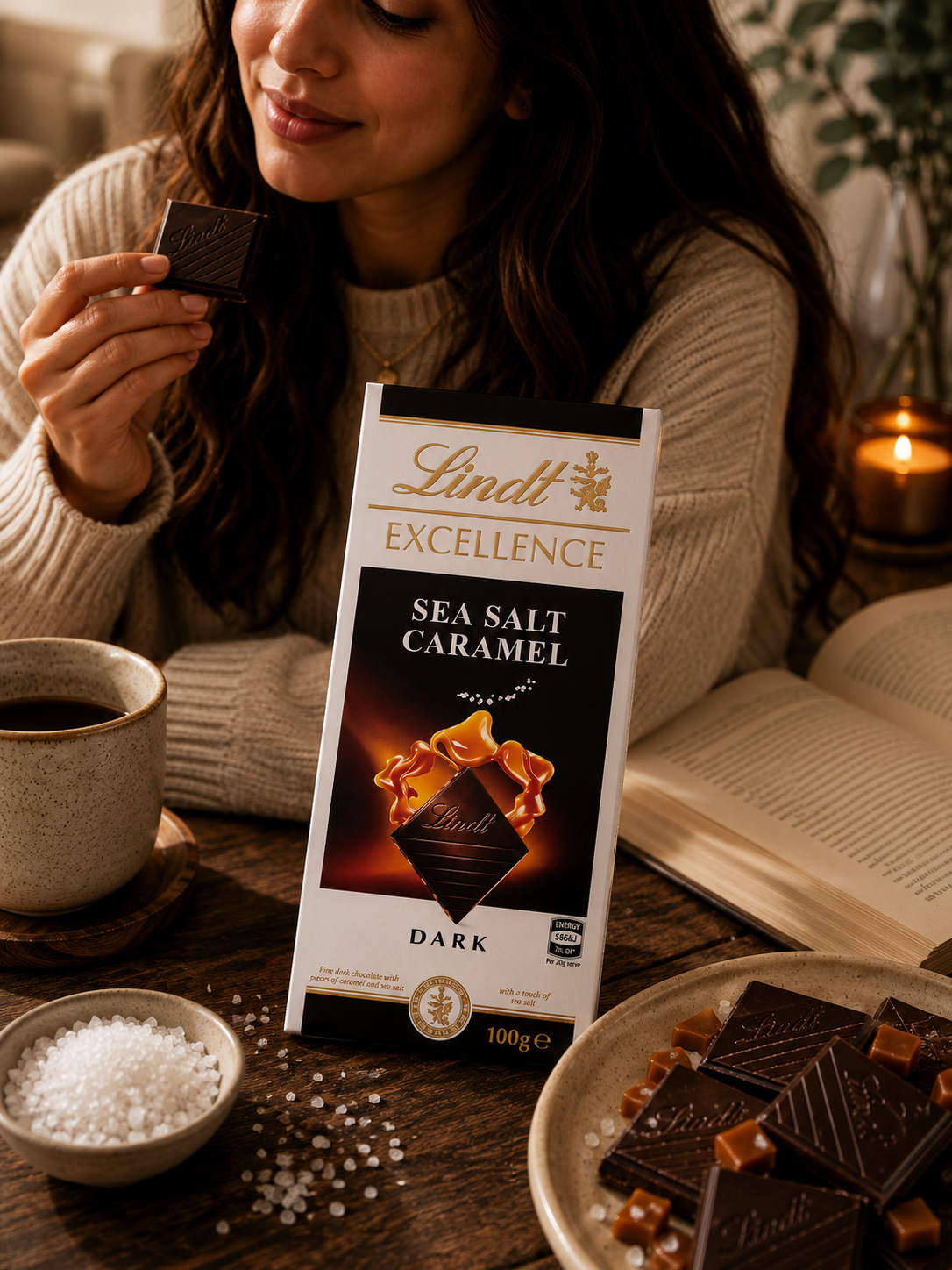 Lindt Excellence Caramel With A Touch Of Sea Salt Dark Chocolate 100gm Global Import - Nosh Products