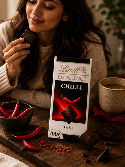 Lindt Excellence Chilli Dark Chocolate 100gm Global Import - Nosh Products
