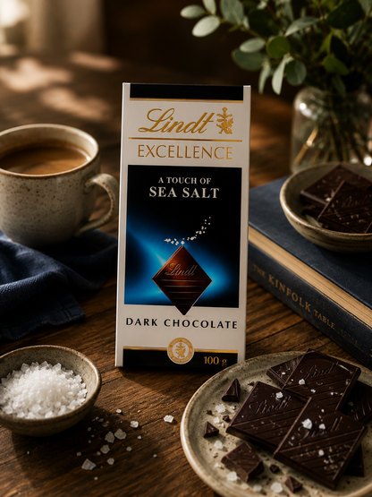 Lindt Excellence Dark Chocolate Touch Of Sea Salt 100gm Global Import - Nosh Products