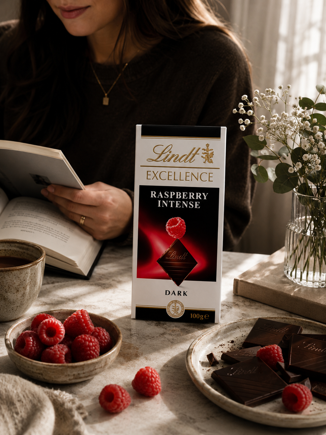 Lindt Excellence Raspberry Intense Dark Chocolate 100gm Global Import - Nosh Products