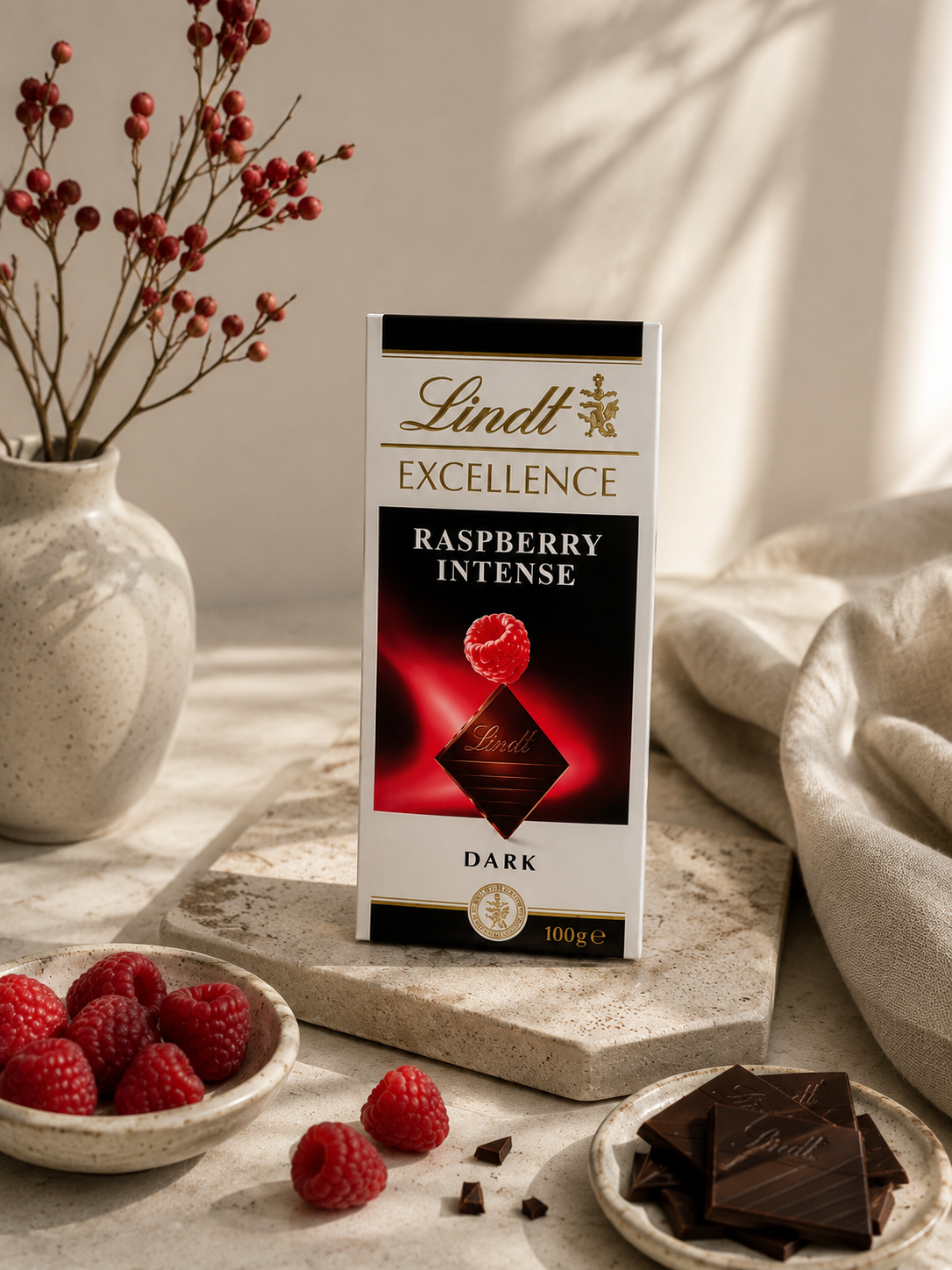 Lindt Excellence Raspberry Intense Dark Chocolate 100gm Global Import - Nosh Products