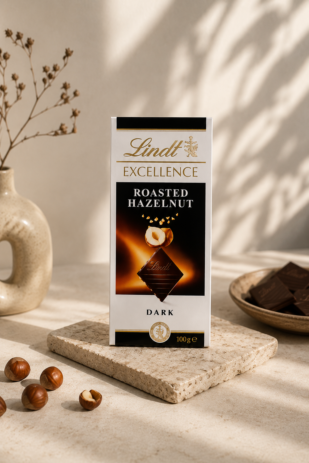 Lindt Excellence Roasted Hazelnut Dark Chocolate 100gm Global Import - Nosh Products