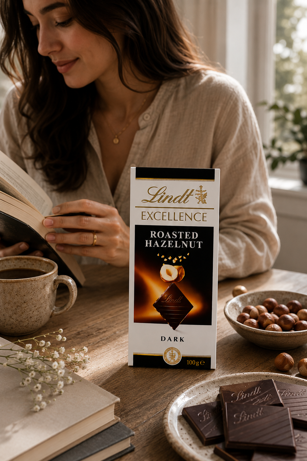 Lindt Excellence Roasted Hazelnut Dark Chocolate 100gm Global Import - Nosh Products