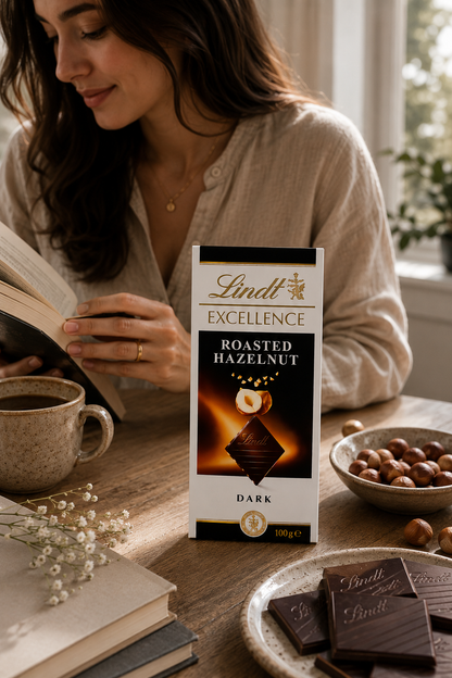 Lindt Excellence Roasted Hazelnut Dark Chocolate 100gm Global Import - Nosh Products