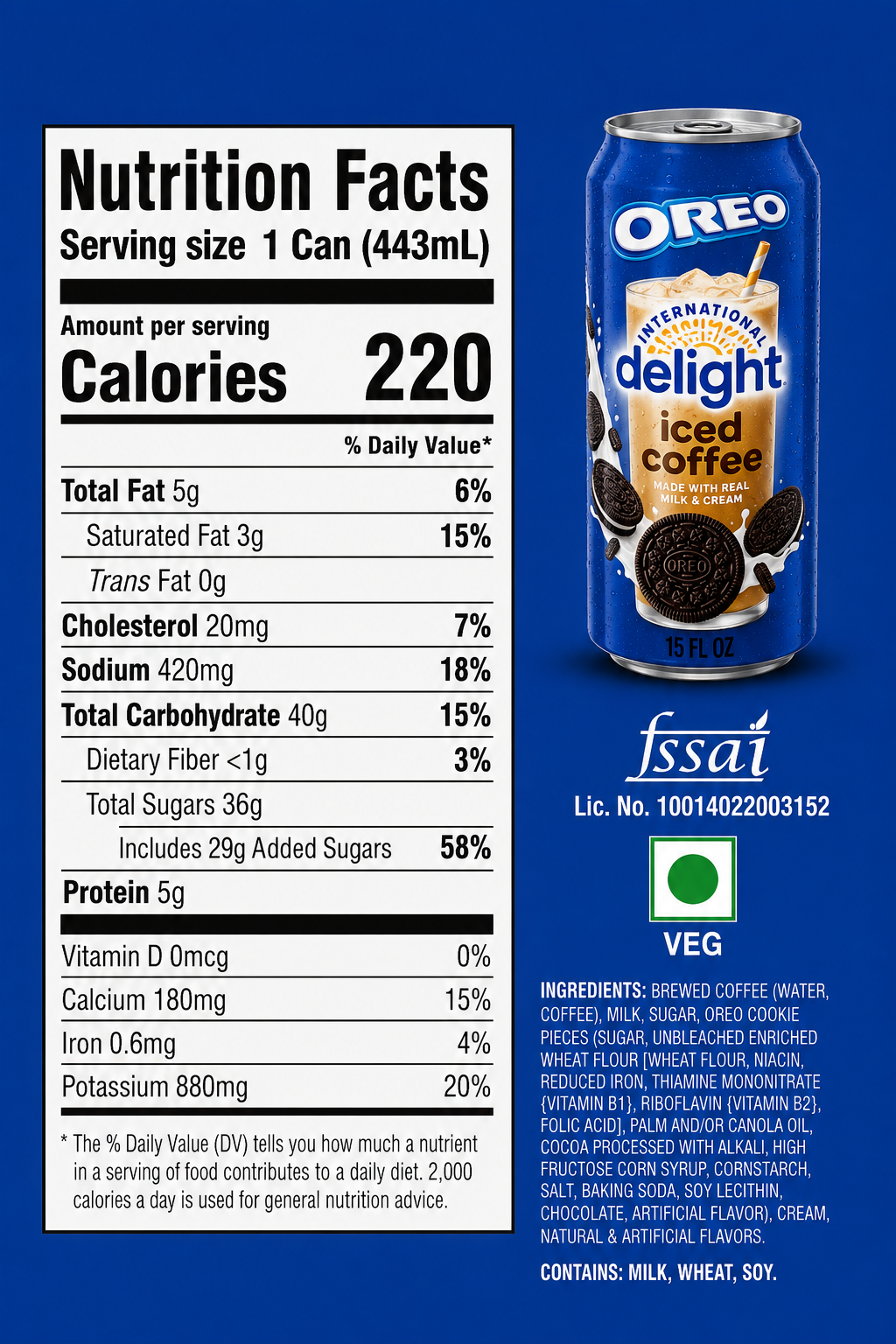 Delight Oreo Iced Coffee 433ml Imported From USA - Nosh Products