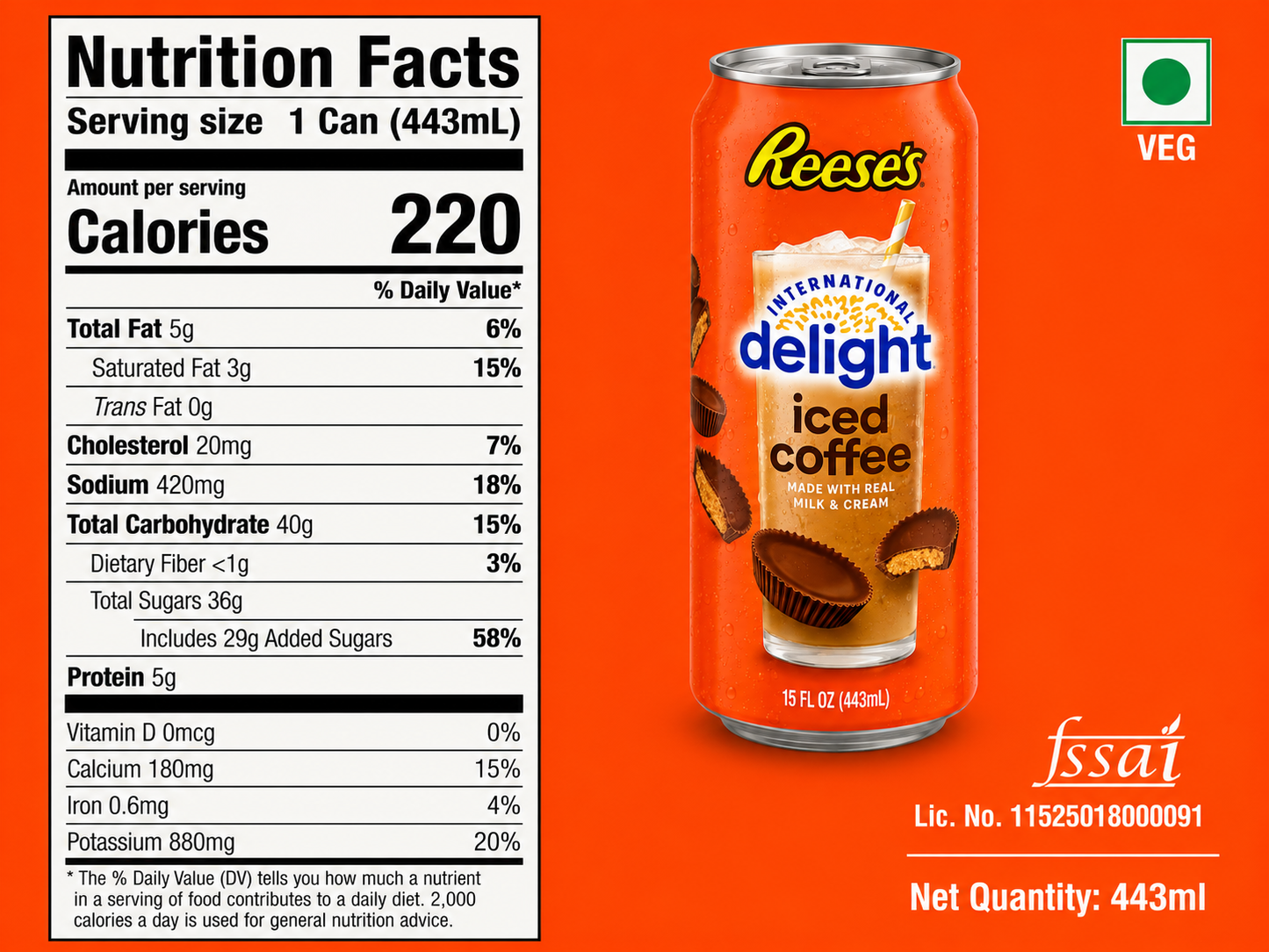 Delight Reese Iced Coffee 433ml Imported From USA - Nosh Products