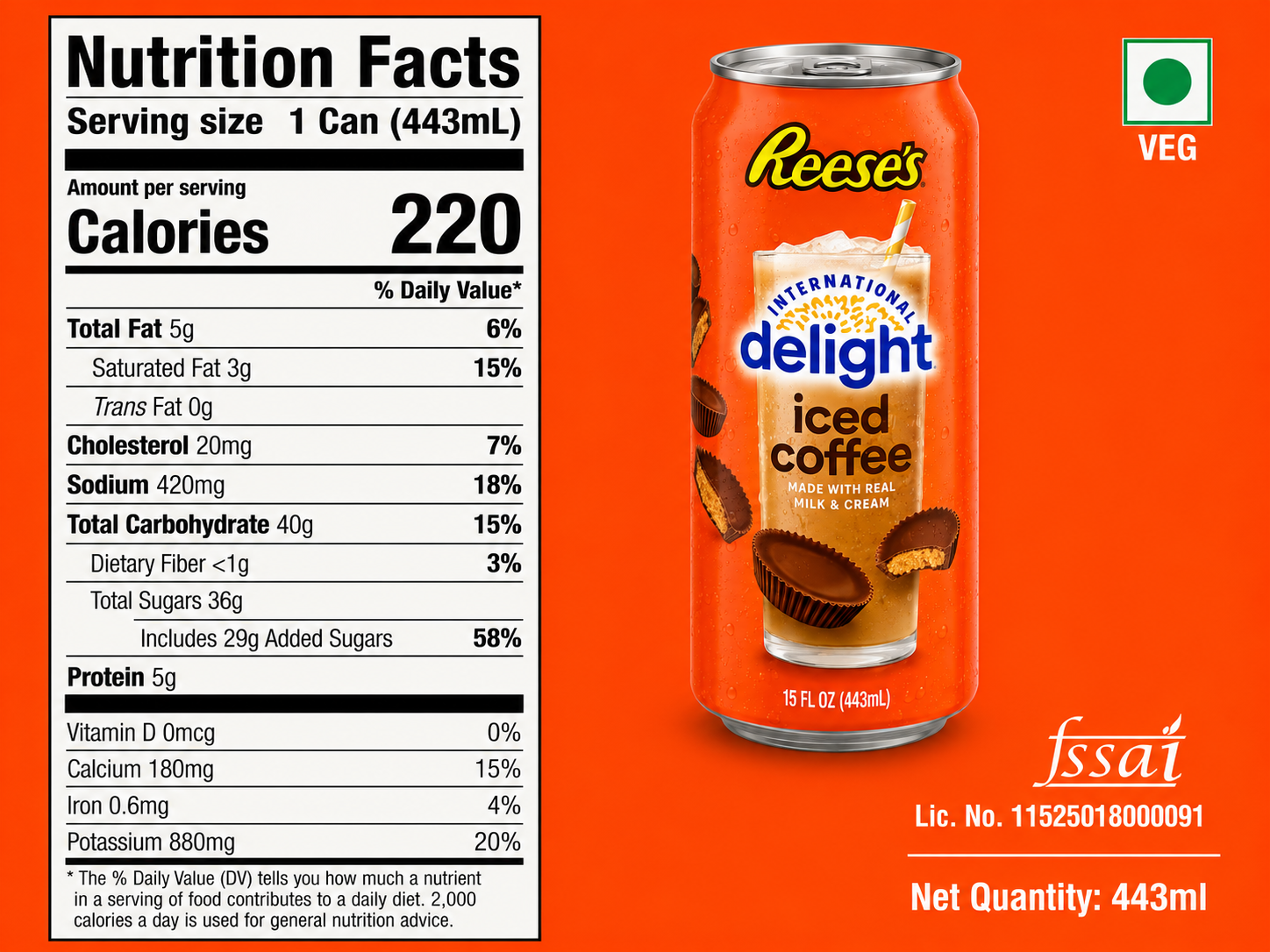 Delight Reese Iced Coffee 433ml Imported From USA - Nosh Products