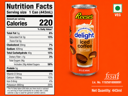 Delight Reese Iced Coffee 433ml Imported From USA - Nosh Products