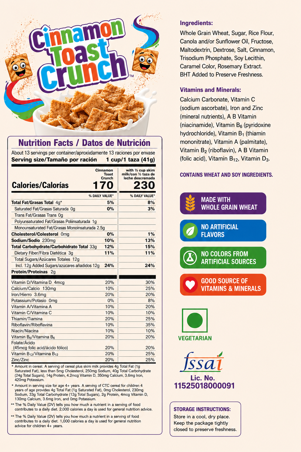 General Mills Cinnamon Toast Crunch Cereal 340gm Imported From USA - Nosh Products