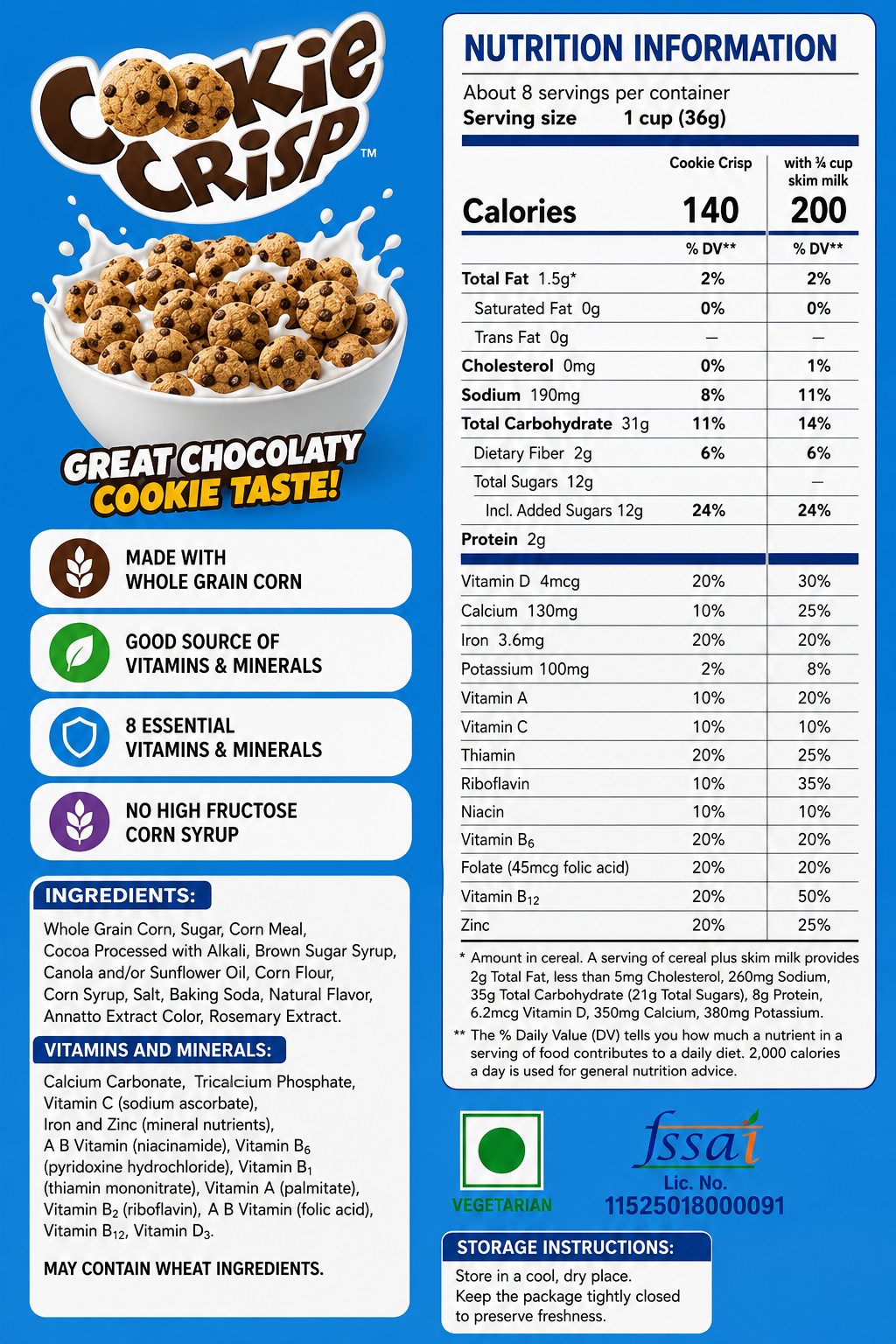 General Mills Cookie Crisp Cereal 311gm Imported From USA - Nosh Products