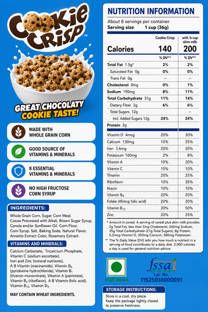 General Mills Cookie Crisp Cereal 311gm Imported From USA - Nosh Products