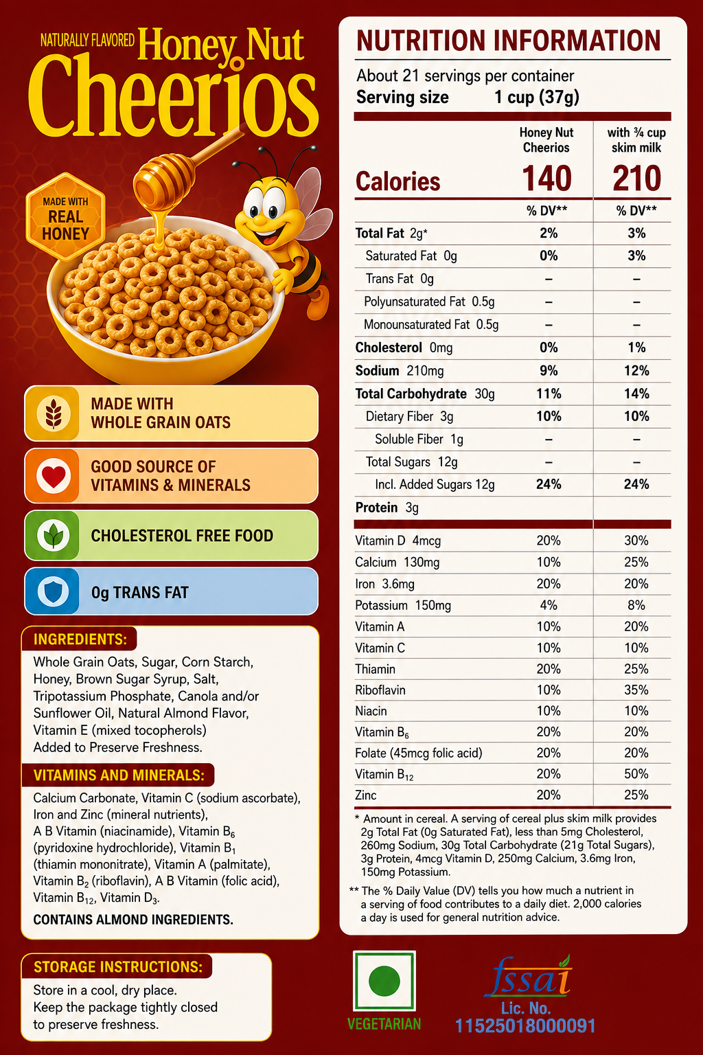 General Mills Honey Nut Cheerios Cereal 306gm Imported From USA - Nosh Products