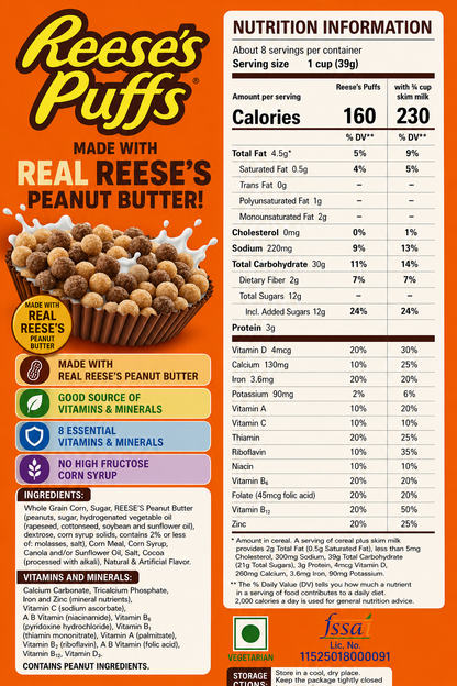 General Mills Reese's Puffs Cereal 368gm Imported From USA - Nosh Products