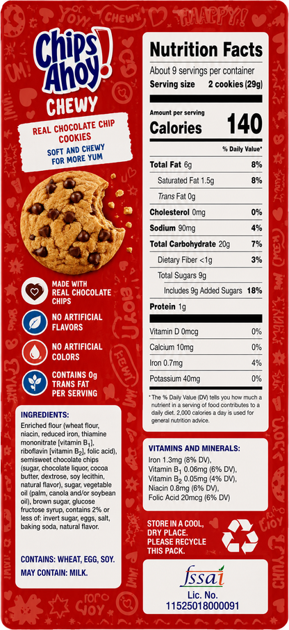 Chips Ahoy Chewy Chocolate Chip Cookies 368gm Imported From USA - Nosh Products