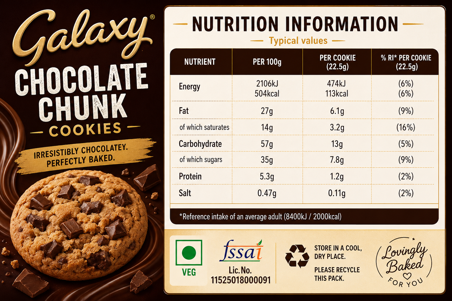 Galaxy Chocolate Chunk Cookies 180gm Imported From UK - Nosh Products