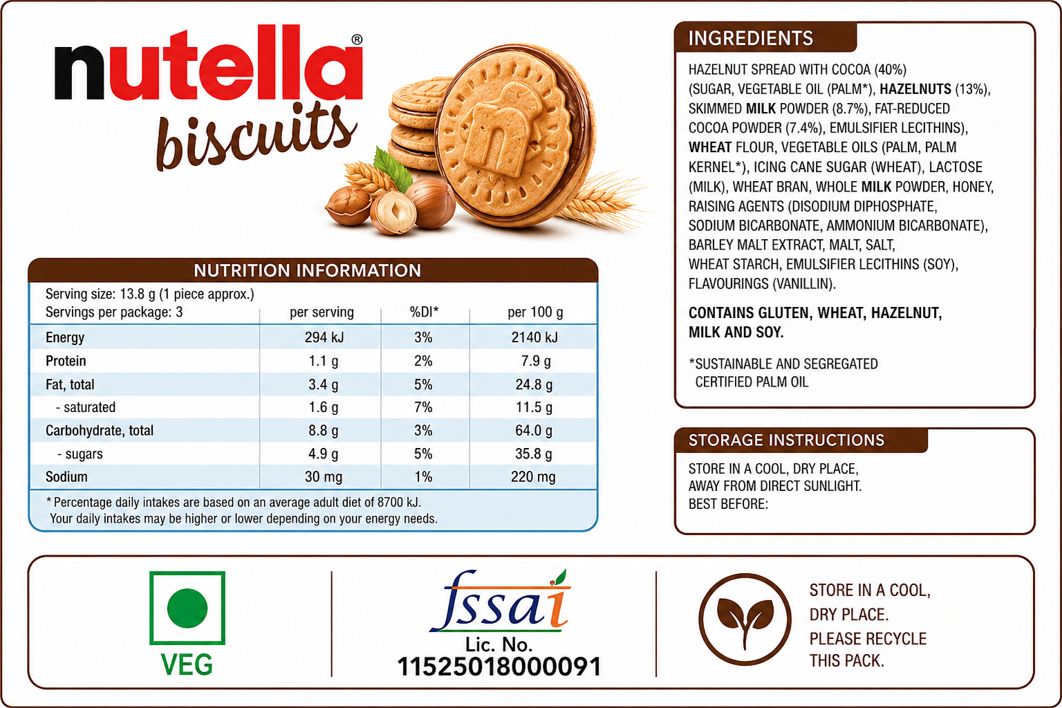 Nutella Biscuit Small 41gm Imported From Italy - Nosh Products
