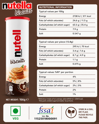 Nutella Biscuit Tube 166gm Imported From Italy - Nosh Products