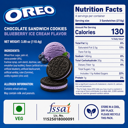 Oreo Blueberry Icecream Cookie 133gm Global Import