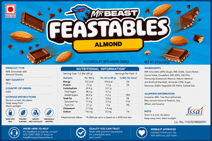 Feastables Almond Chocolate 60gm Imported From USA - Nosh Products