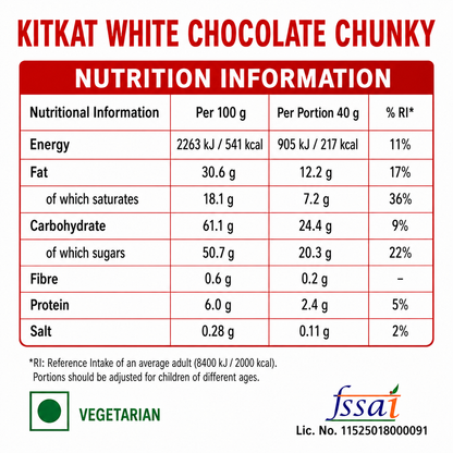 Kit Kat Chunky White Chocolate Pack Of 6 Imported From Europe - Nosh Products