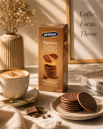McVities Digestives Thins Milk Chocolate And Cappuccino Biscuits 150gm Imported From UK - Nosh Products